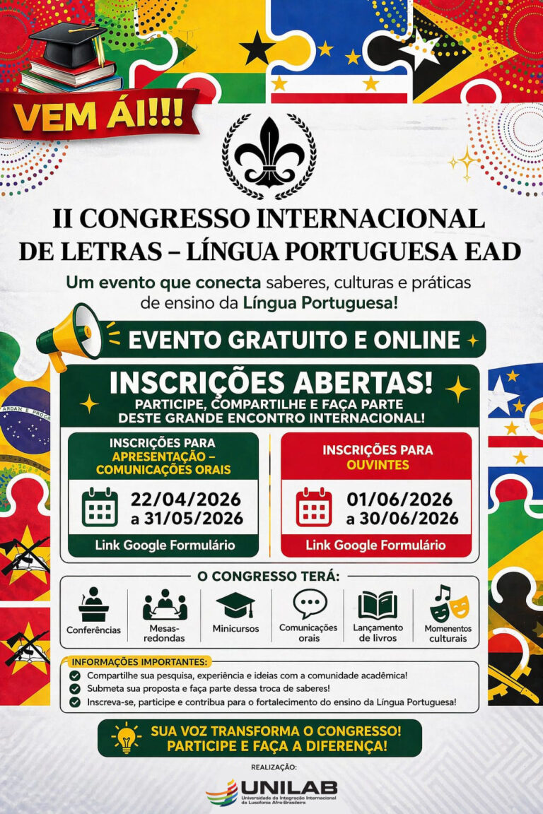 Nos dias 3 e 4/07 acontece o 2º Congresso Internacional de Letras ...